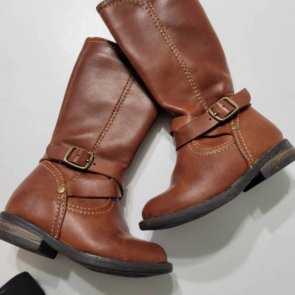 Cupcake Couture Baby Girls Lil Ridder Riding Boots‎ Brown Zip Buckle Round Toe 5